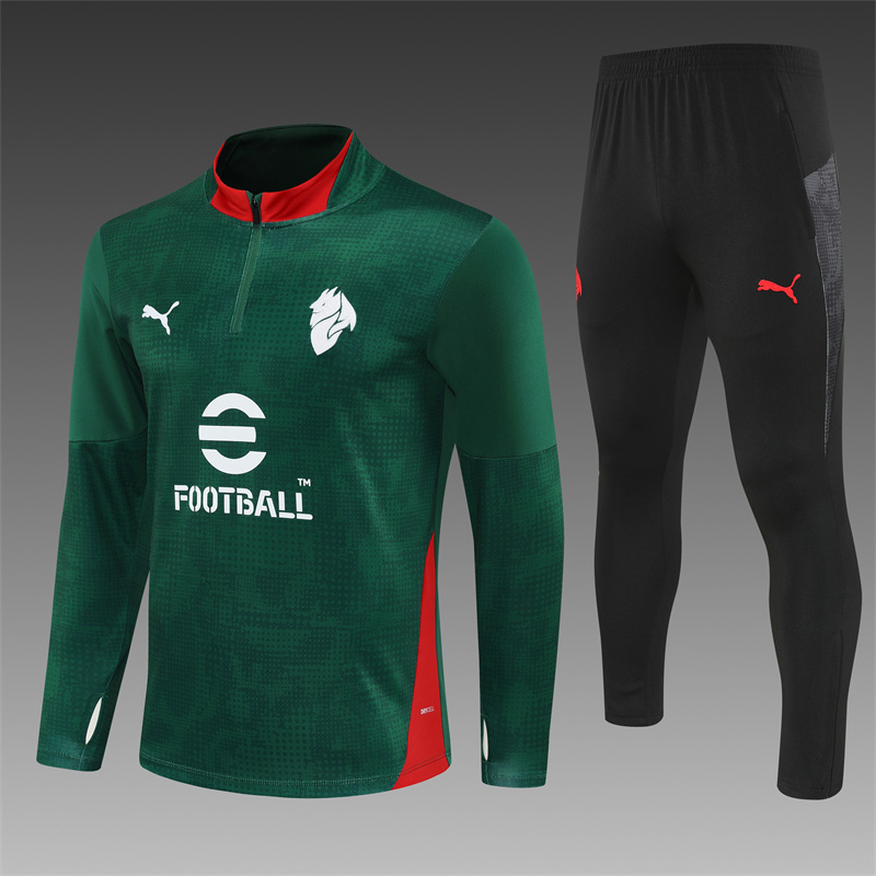 25/26 AC Milan Green Camouflage Half Zipper Jacket+Long Pants