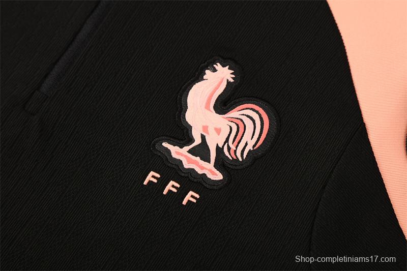 Player Version 25/26 France Black Half Zipper Jacket+Long Pants
