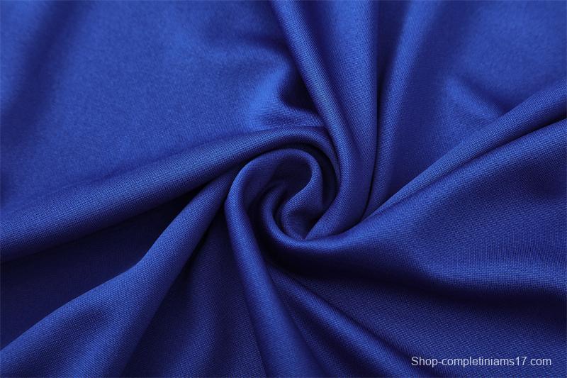 2002 Brazil Color Blue Half Zipper Jacket+Long Pants