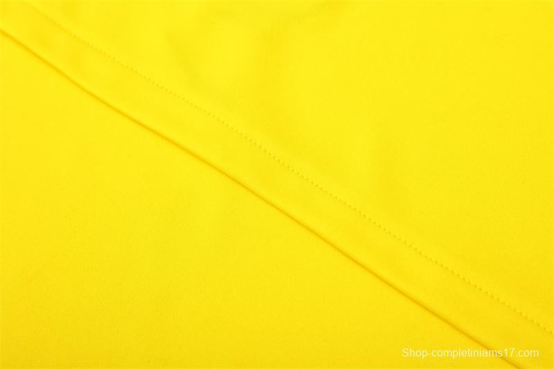 2002 Brazil Yellow Half Zipper Jacket+Long Pants