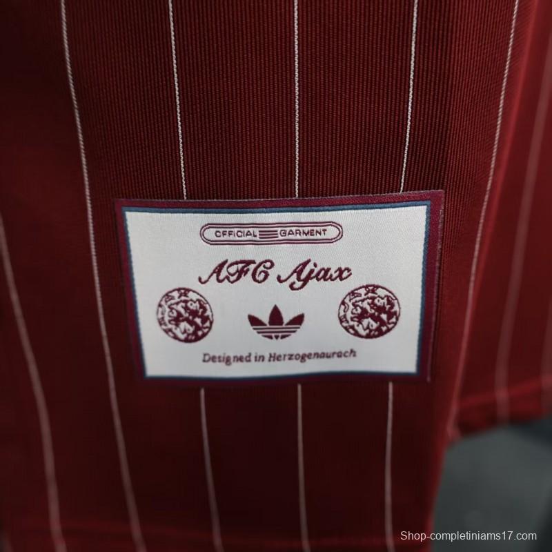 Player Version 25/26 Ajax Wine Adidas Original Casual Jersey