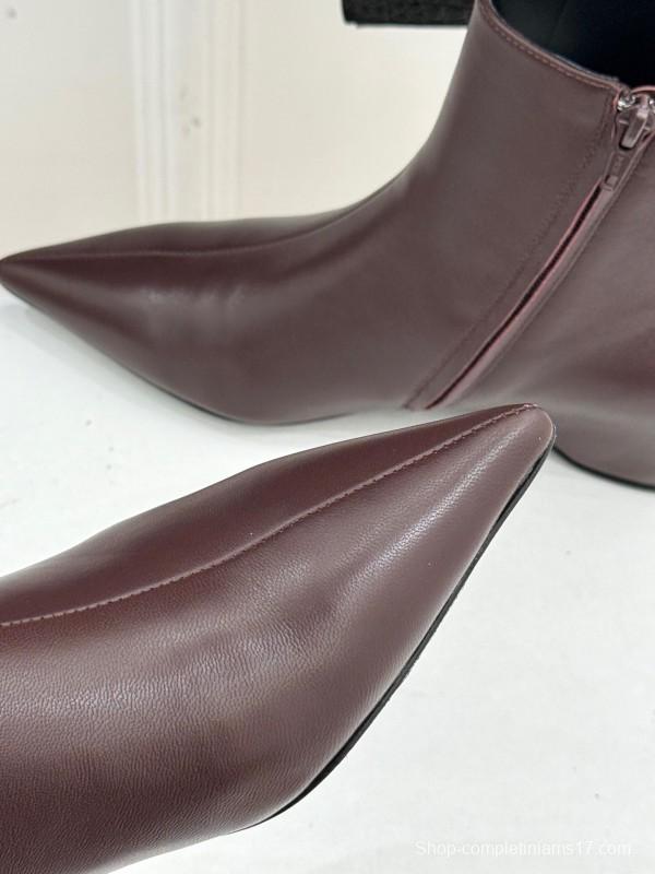 Khaite Retro Pointed Toe Ankle Boots with Height Increase - KFY00390