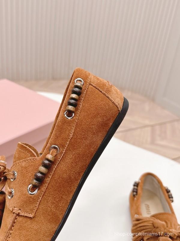 Miu Miu Fall/Winter 2025 Tassel Loafer Mule with Beaded Accents - LY00330