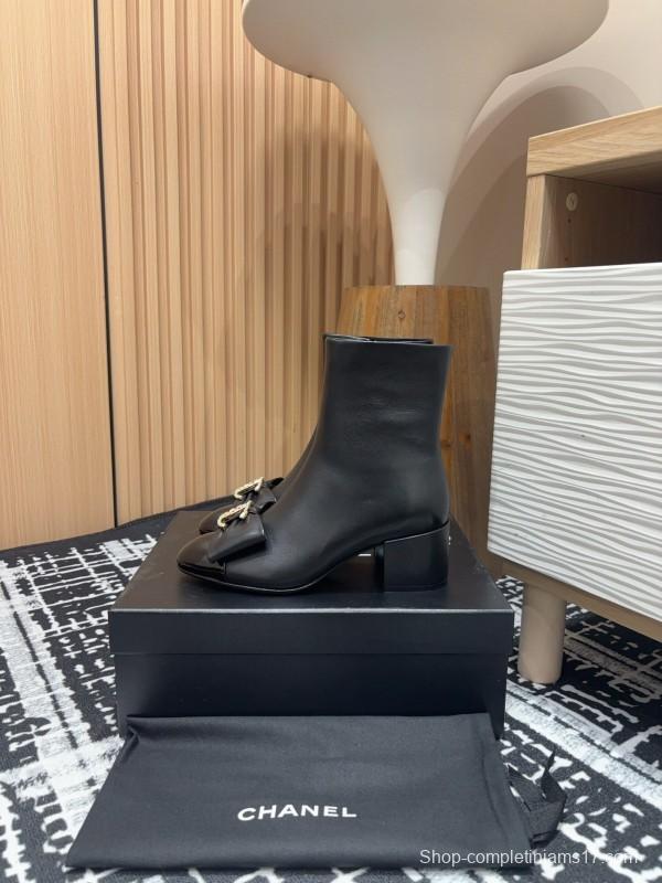 Chanel 2025 SS Bow CC Crystal Buckle Ankle Boots - LY00340/LY00350