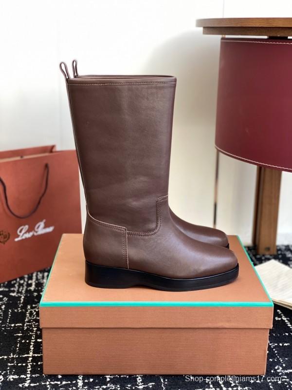 Brunello Cucinelli Classic Spring BC Calfskin High Top Thick Sole Riding Boots Long Boots - KFY00450