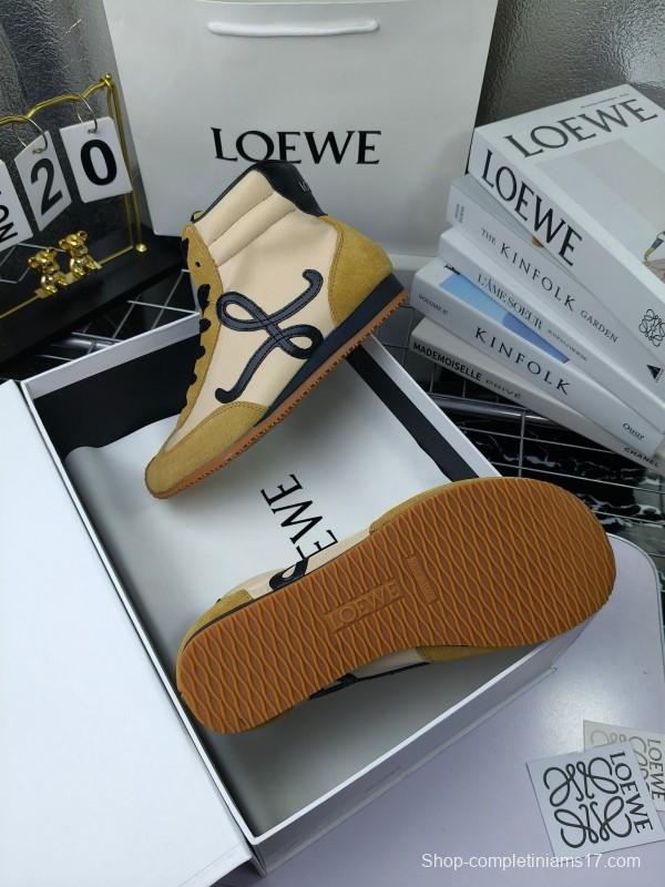 LOEWE High-Top German Training Sneakers Retro Fashion Casual White Shoes - LY00330