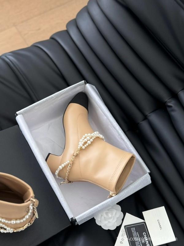 Chanel Pearl Collection Mary Jane Short Boots - LY00360