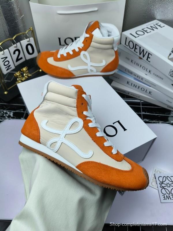 LOEWE High-Top German Training Sneakers Retro Fashion Casual White Shoes - LY00330