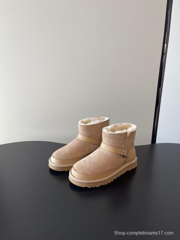 UGG 4512 Latest Buckle Flat Sole Premium Wool Anti-Slip Snow Boots - AS00290