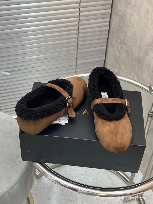 Alaia Fall/Winter 2025 Wool Mary Jane Ballet Flats - KFY00310