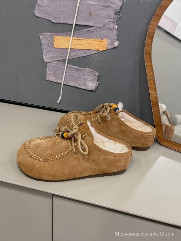 UGG 2025 Spring/Summer Collection Cozy Wool Slippers with Retro Buckle - KFY00240