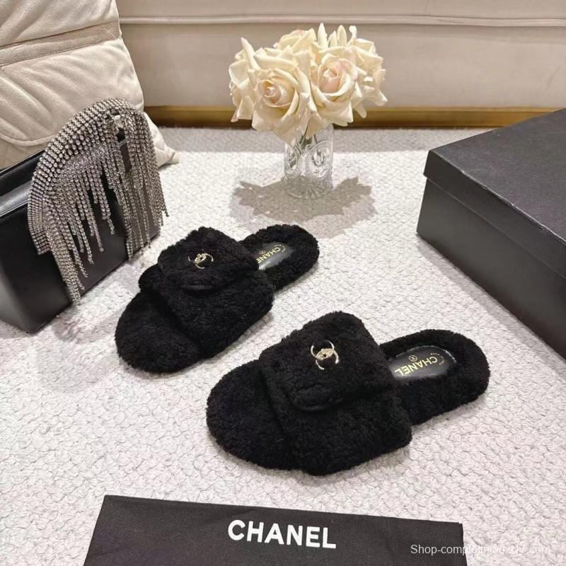 Chanel 2025/SS Slingback Lock Buckle Butterfly Fur Slippers - LY00250