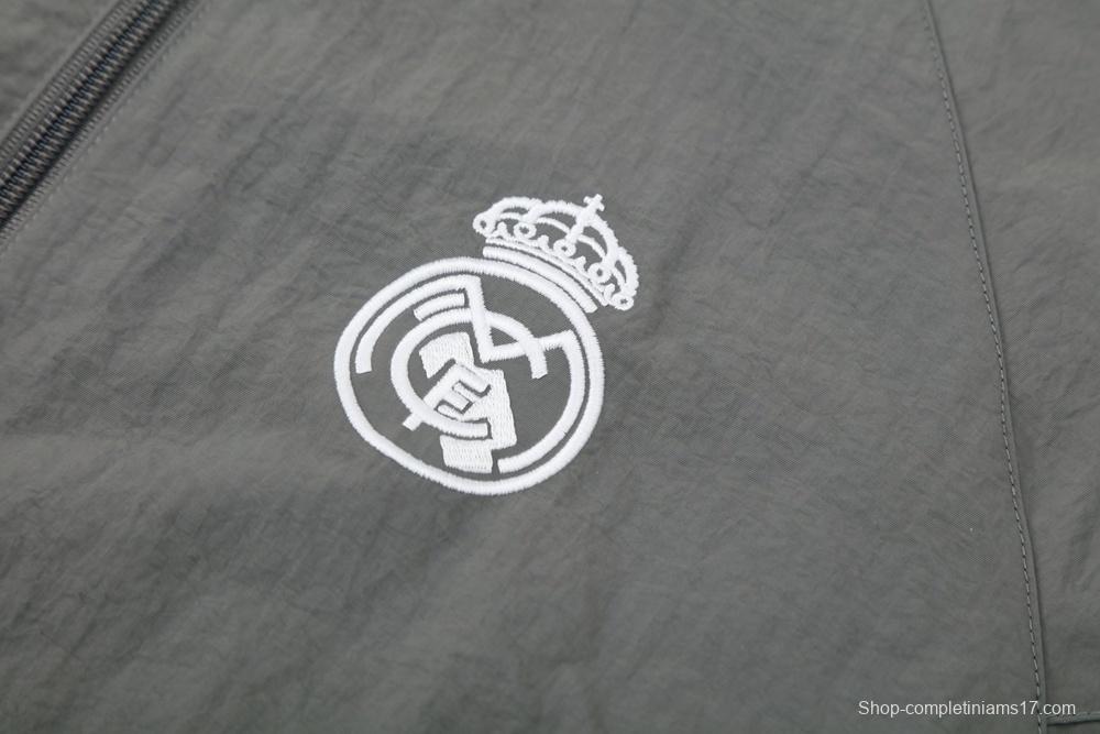 25/26 Real Madrid Grey S-3XL Half Zipper Jacket+Long Pants