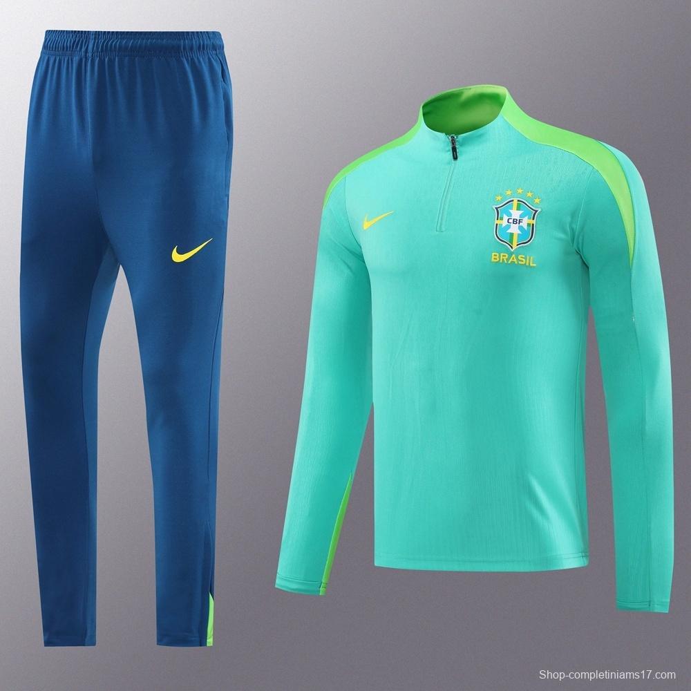 2025 Brazil Lake Green Half Zipper Jacket+Long Pants
