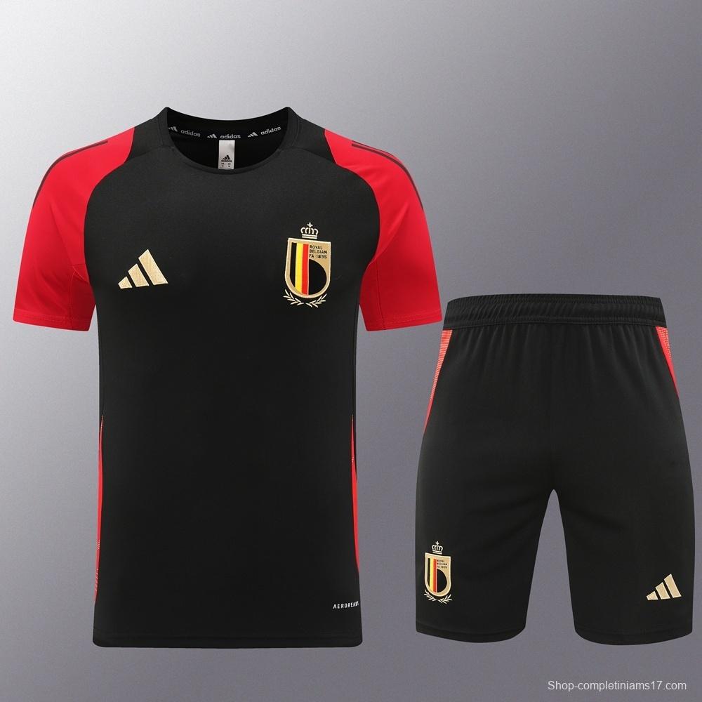 2025 Belgium Black Short Sleeve+Soccer Shorts