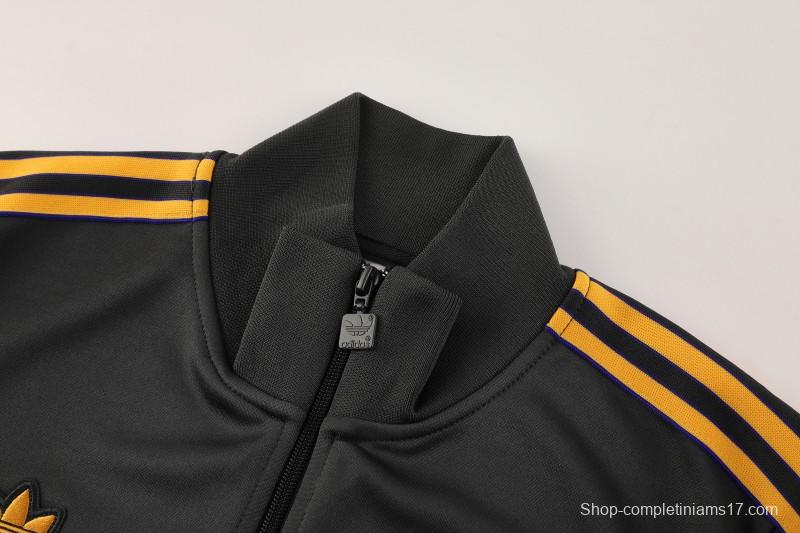 25/26 Manchester United 08 Dark Gray Half Zipper Jacket+Long Pants S-2XL