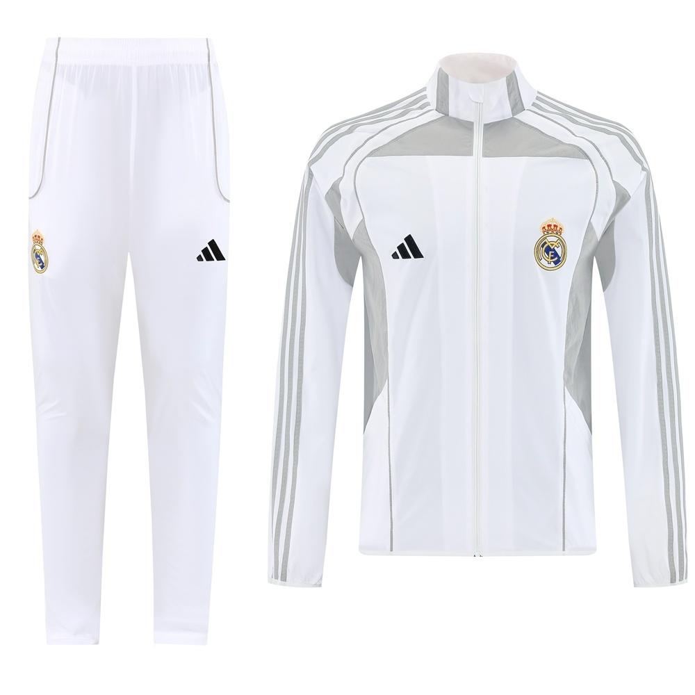 25/26 Real Madrid White Half Zipper Jacket+Long Pants S-3XL