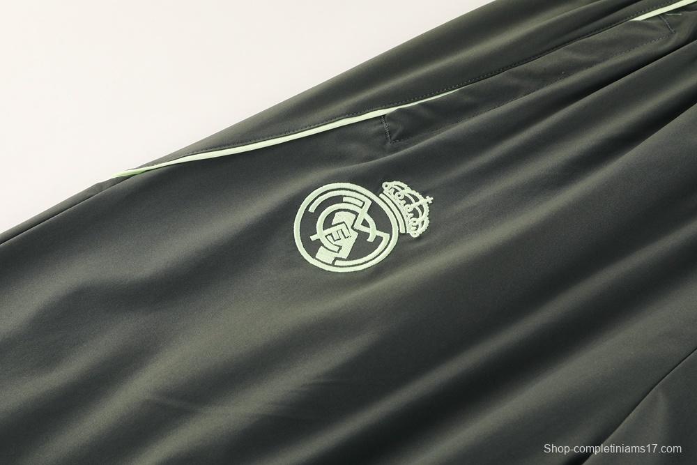 25/26 Real Madrid Dark Green Half Zipper Jacket+Long Pants S-3XL