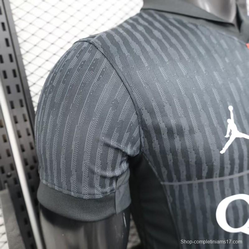 25/26 Player Version  Paris Saint-Germain Away Dark Grey with Vertical Stripe Pattern Jersey