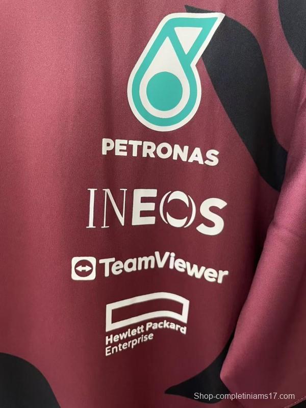 25/26 F1 Mercedes-AMG Petronas Burgundy with Black Floral Pattern Special Edition Jersey
