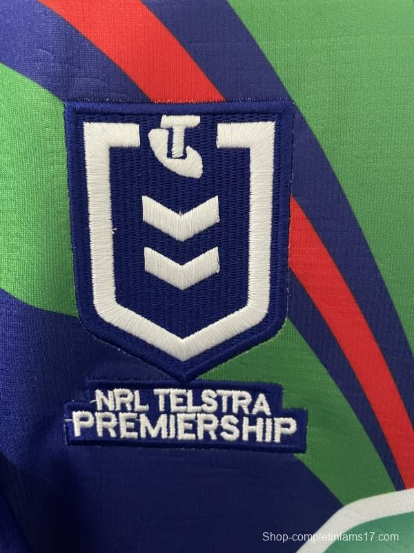 25/26 New Zealand Warriors Navy Blue with Green and Red Diagonal Stripes and Circular Gradient Heritage Jersey