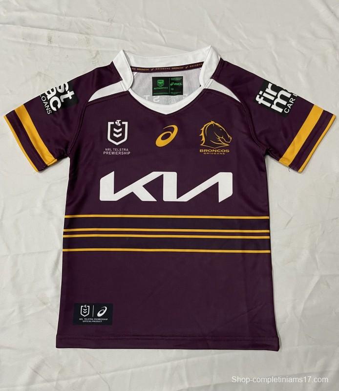 25/26 Kids Brisbane Broncos Maroon with Gold Stripes Jersey