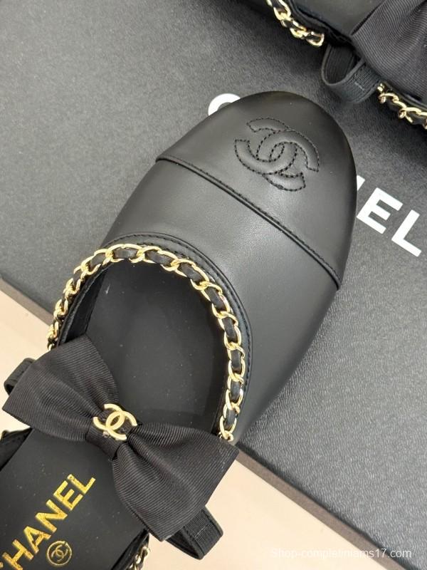 Chanel 2025 SS Hollow Chain Bow Mary Jane Shoes - KFY00290/KFY00300
