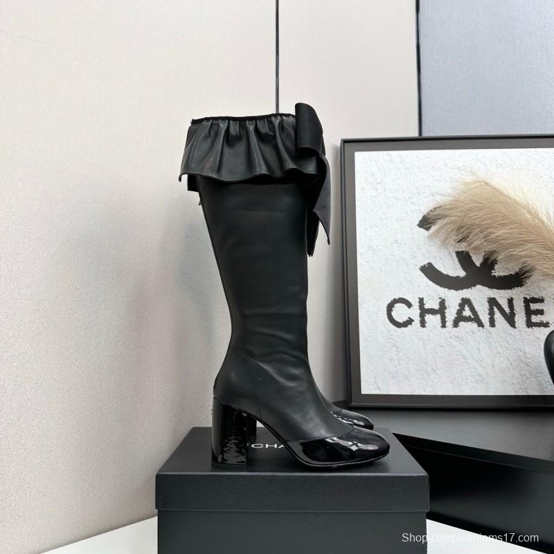 Chanel 2025 SS Bow Detail Block Heel Boots - L Y00600