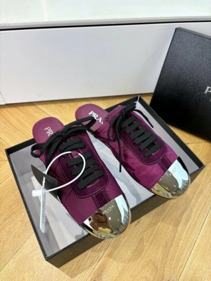Prada Metal Toe Thin Sole Trainer Casual Shoes - LY00270