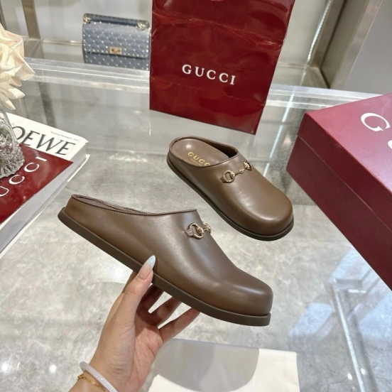 Gucci Camel Suede GG Embossed Horsebit Mule Sandals - LY00240