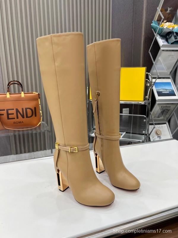 FENDI Delfina Round Toe Boots with FF Buckle - LY00520