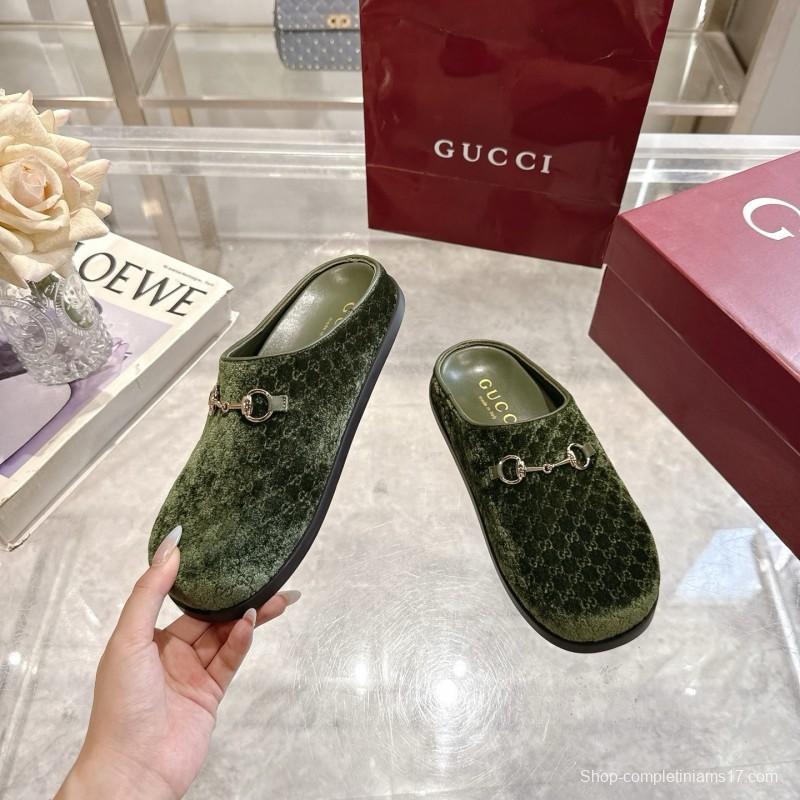 Gucci Women's Mule Shoes Velvet with Horsebit Detail - LY00240