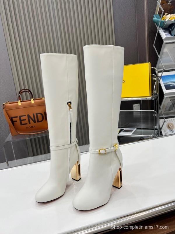 FENDI Delfina Round Toe Boots with FF Buckle - LY00520