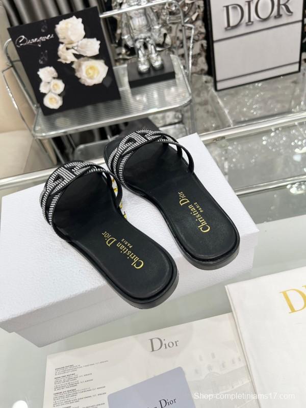 Dior D-Lane Sandals Hollow-out Design with Gold Embellishments - LY00220/LY00260