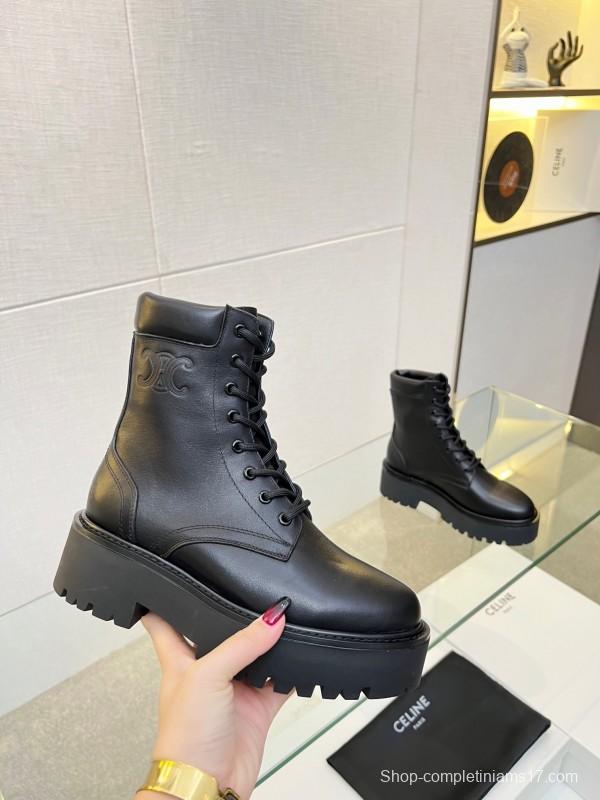 Celine BULKY TRIOMPHE Lace-Up Boots with Calfskin Upper - L Y00340
