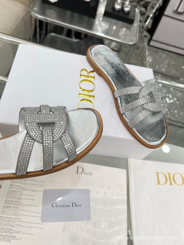 Dior D-Lane Sandals Hollow-out Monogram Flat Slides - LY00220/LY00260