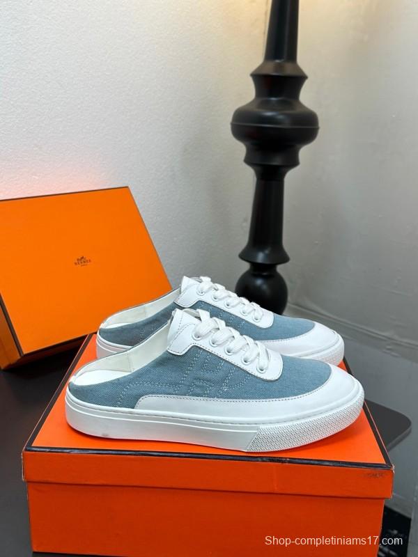 Hermès Deep Series Couple's White Sneakers Casual Skate Shoes - AS00320