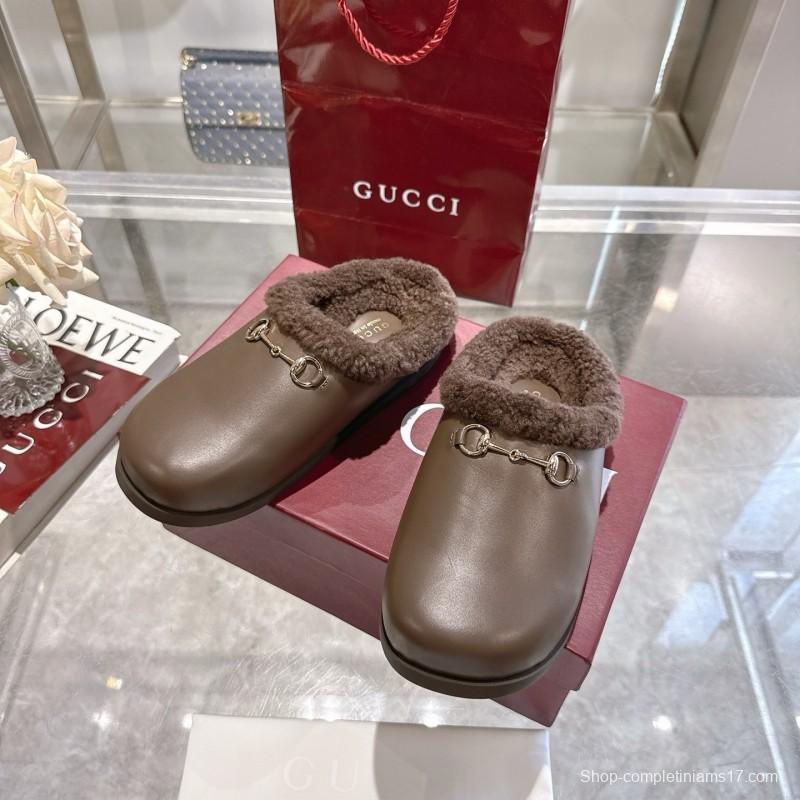 Gucci 2025 SS Autumn Winter New Suede Leather Horsebit Detail Women's Wool Loafers - LY00260