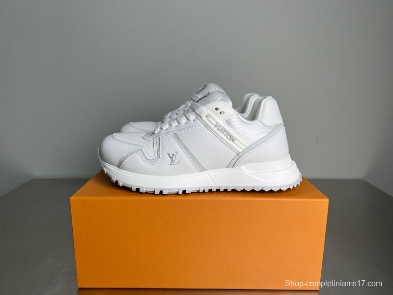 Lv Leather Round Toe Lace-Up Flat Low Top Casual Lifestyle Shoes - YC