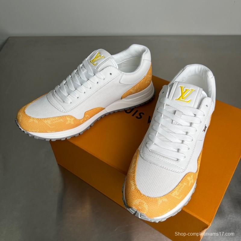 Lv Run Away Calfskin Leather Round Toe Lace-Up Low Top Casual Shoes Men's - YC