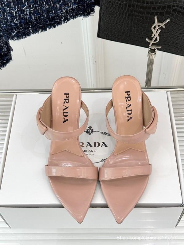 Prada Pointed Toe High Heel Sandals with Triangle Buckle - KFY00280