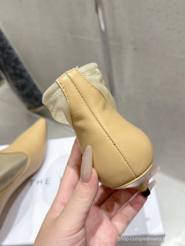 THEROW 2025SS French Retro Minimalist Mesh Kitten Heel Sandals - KFY00320