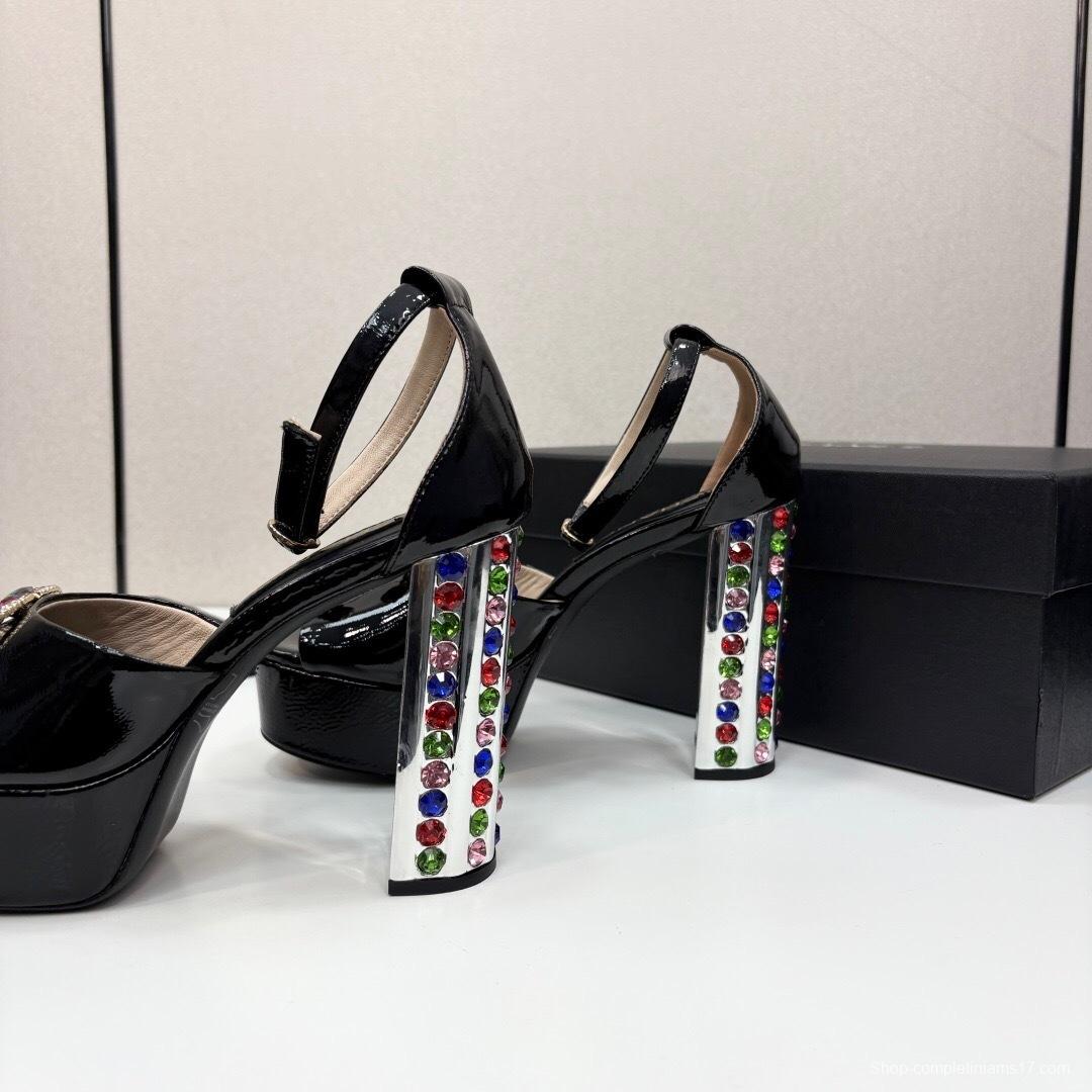 Adidas 2025/SS Glam Rock Chunky Heel Square Toe Platform Back Strap Sandals - KFY00350