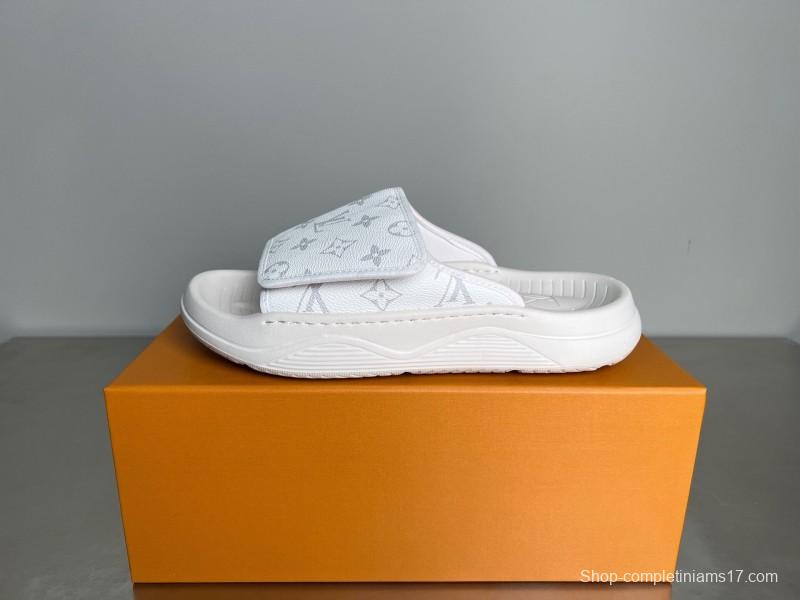 Louis Vuitton Miami Mule Slippers with Hook and Loop Closure - YC