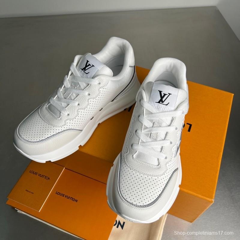 Lv Classic Leather Round Toe Lace-Up Low Top Casual Shoes - YC