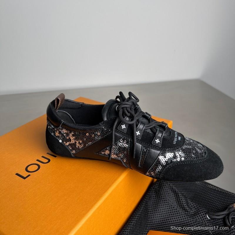 Lv Sneakerina 2025 SS Ballet Round Toe Lace-Up Low Top Lifestyle Casual Shoes - YC