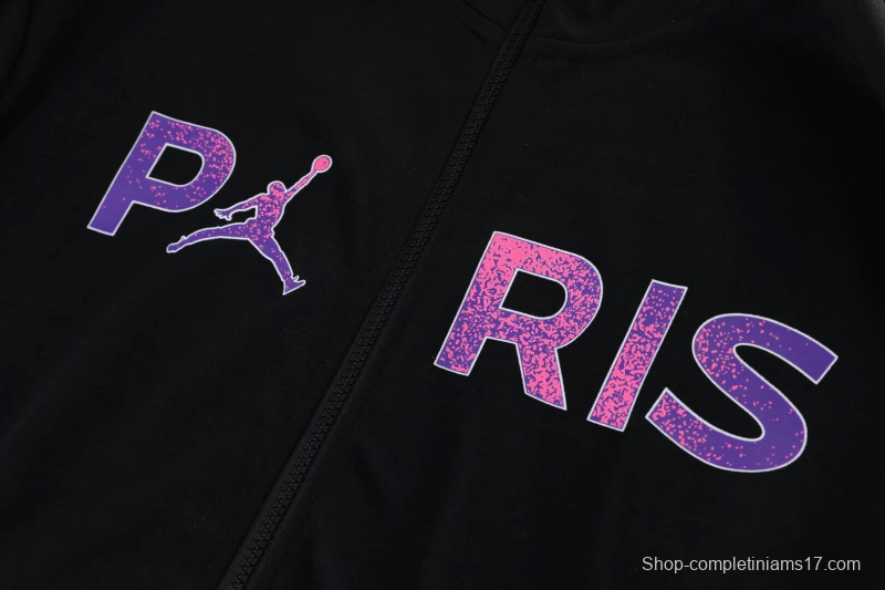 2025 Air Jordan Jumpman Black Purple Hoodie Full Zipper Jacket+Long Pants
