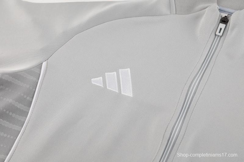 2025 Adidas Grey Full Zipper Jacket+Long Pants