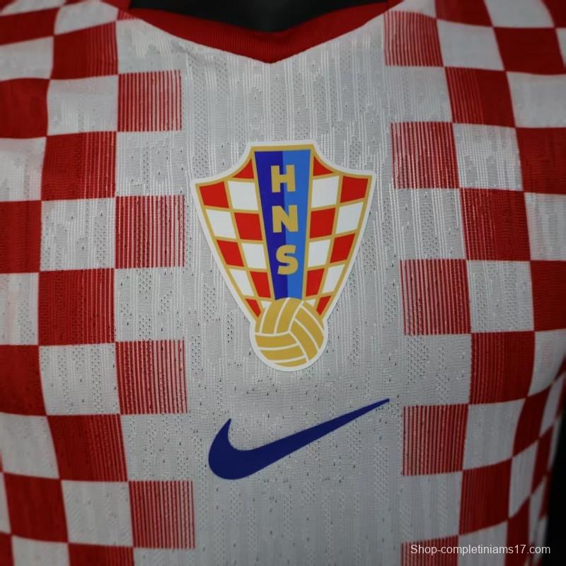 Player Version 2026 Croatia Home Red and White with Checkerboard Pattern Jersey