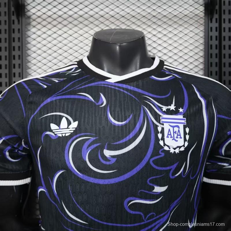 Player Version 2026 Argentina Third Black with Artistic Swirl Pattern Jersey